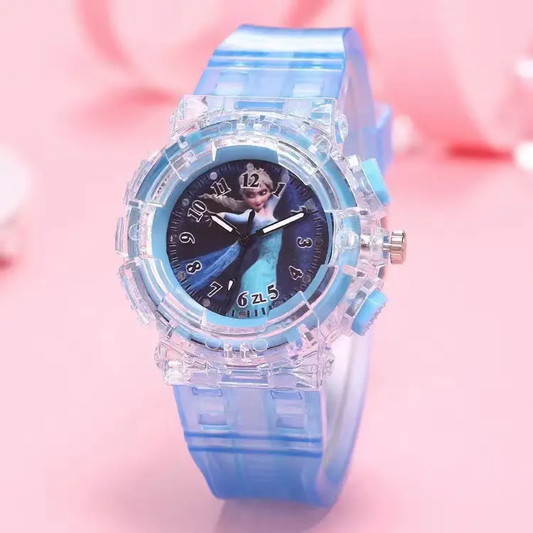 Ready Stock Children's Luminous Watch Princess Su Princess Aisha Colorful Flashing Light Girl Gift Watch