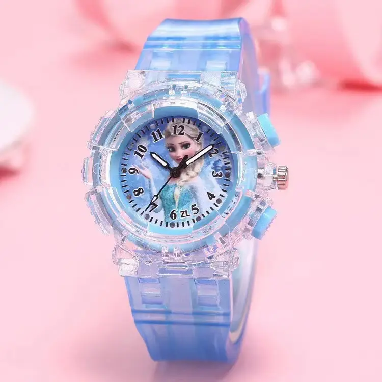 Ready Stock Children's Luminous Watch Princess Su Princess Aisha Colorful Flashing Light Girl Gift Watch