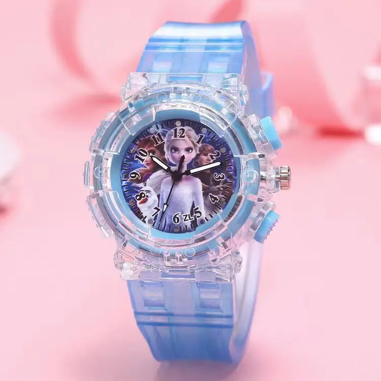 Ready Stock Children's Luminous Watch Princess Su Princess Aisha Colorful Flashing Light Girl Gift Watch