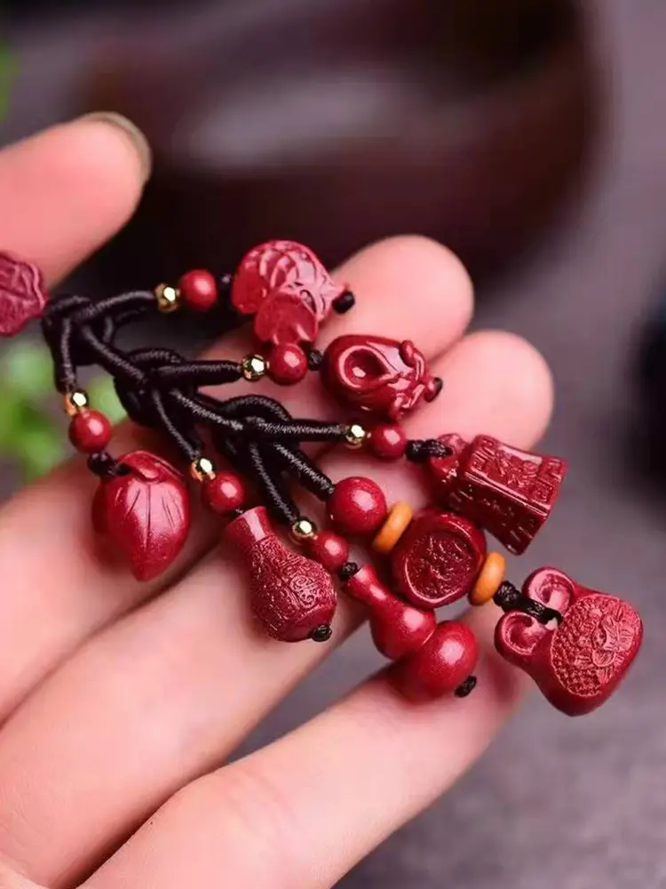 Raw Cinnabar Pendant Ping An Buckle Jewelry Bag - Image 3