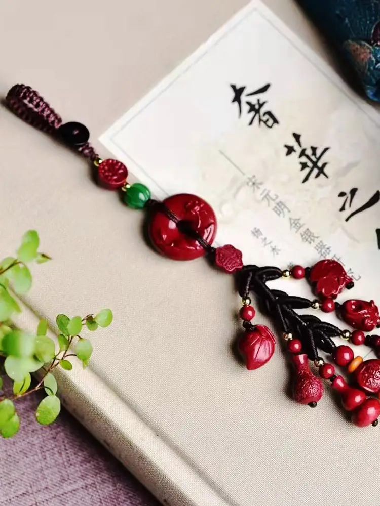 Raw Cinnabar Pendant Ping An Buckle Jewelry Bag - Image 4