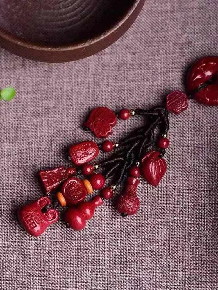 Raw Cinnabar Pendant Ping An Buckle Jewelry Bag - Image 5