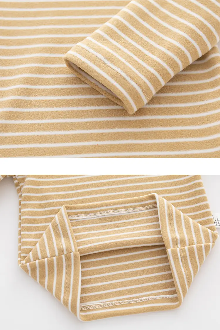 Children Velvet T-shirt Striped Collar All Season — feature 9