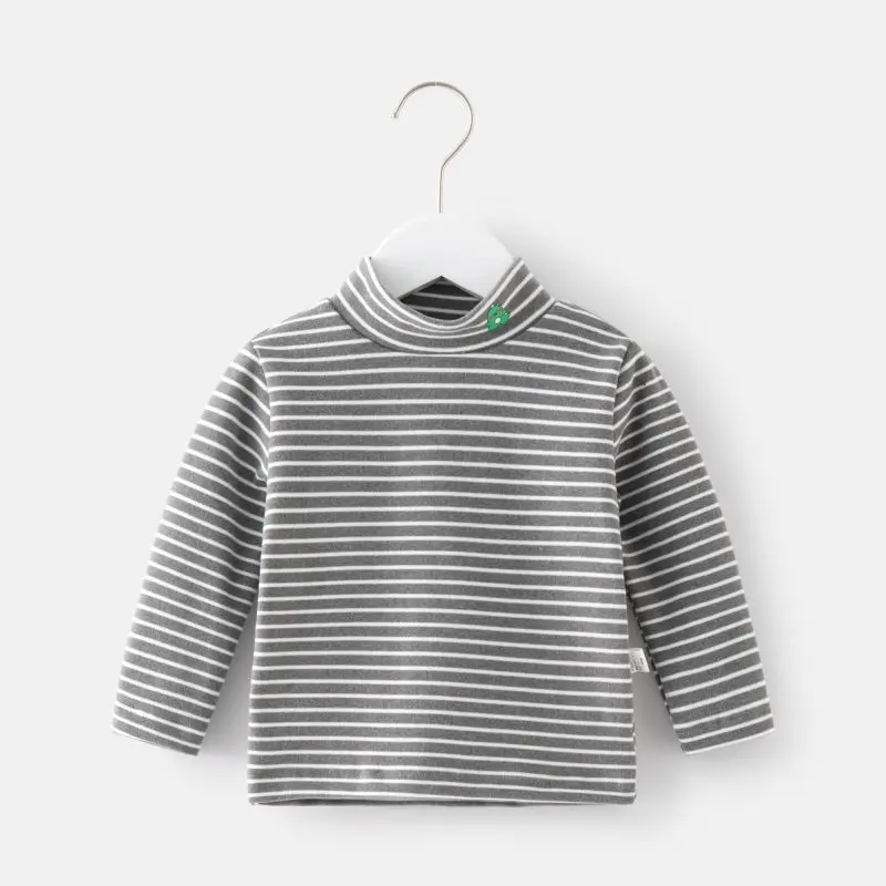 High collar velvet top [gray dinosaur]]