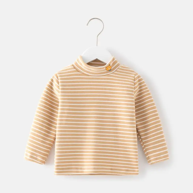 High collar velvet top [apricot bear]]