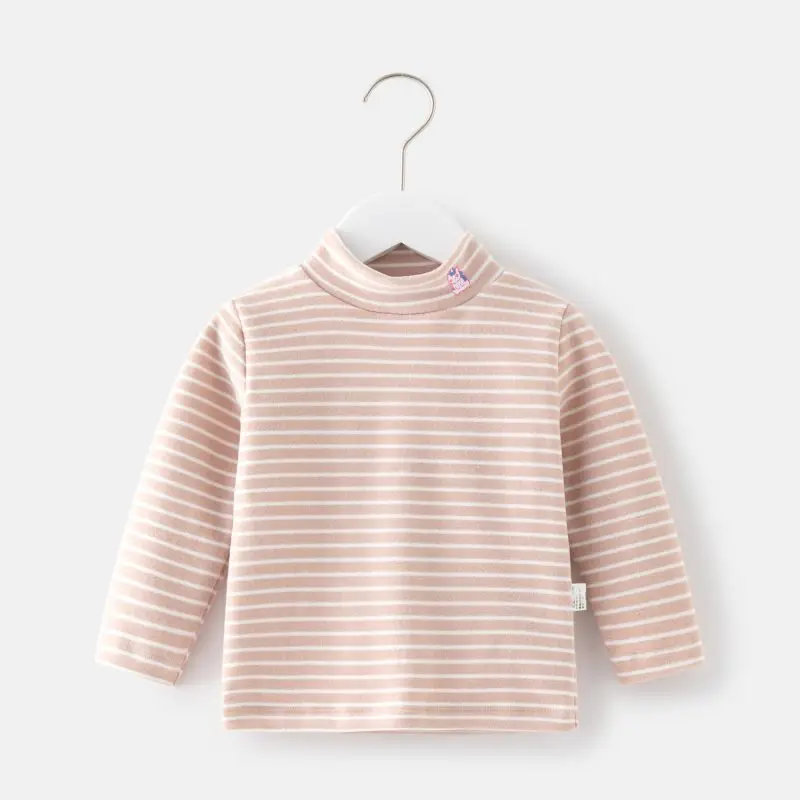 Children Velvet T-shirt Striped Collar All Season - Image 6