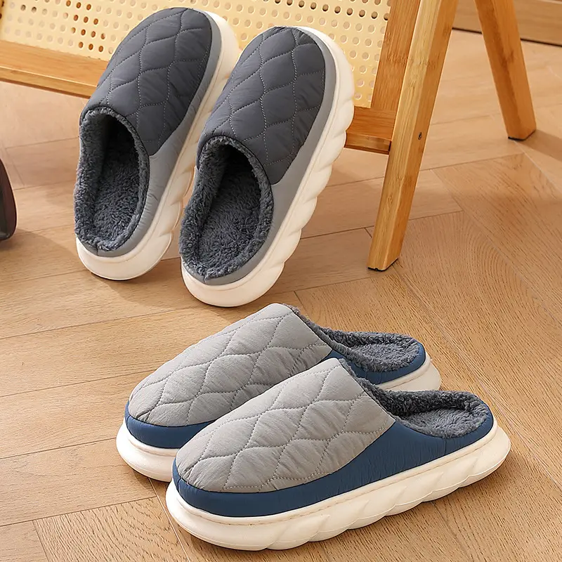 Men's Autumn and Winter Thick-Soled Indoor Non-Slip Waterproof Cotton Slippers for Middle-Aged and Elderly People with Feeling, Large Size Cotton Shoes - Image 5