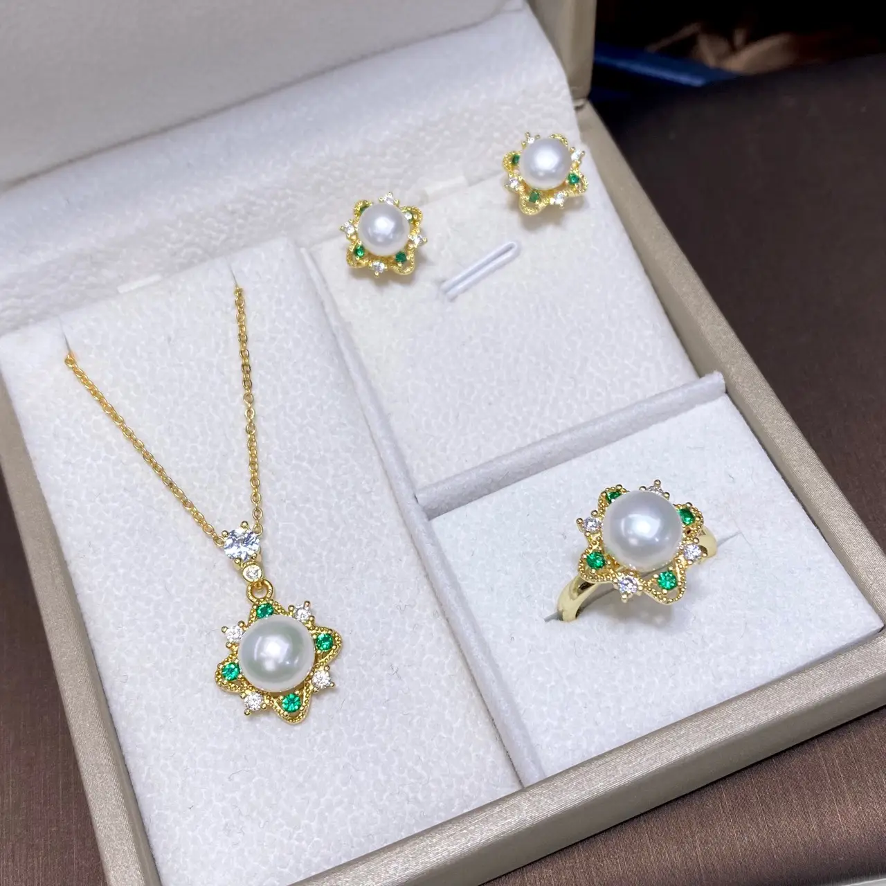 2025 Freshwater Pearl Pendant Ring Earrings Set - Image 4