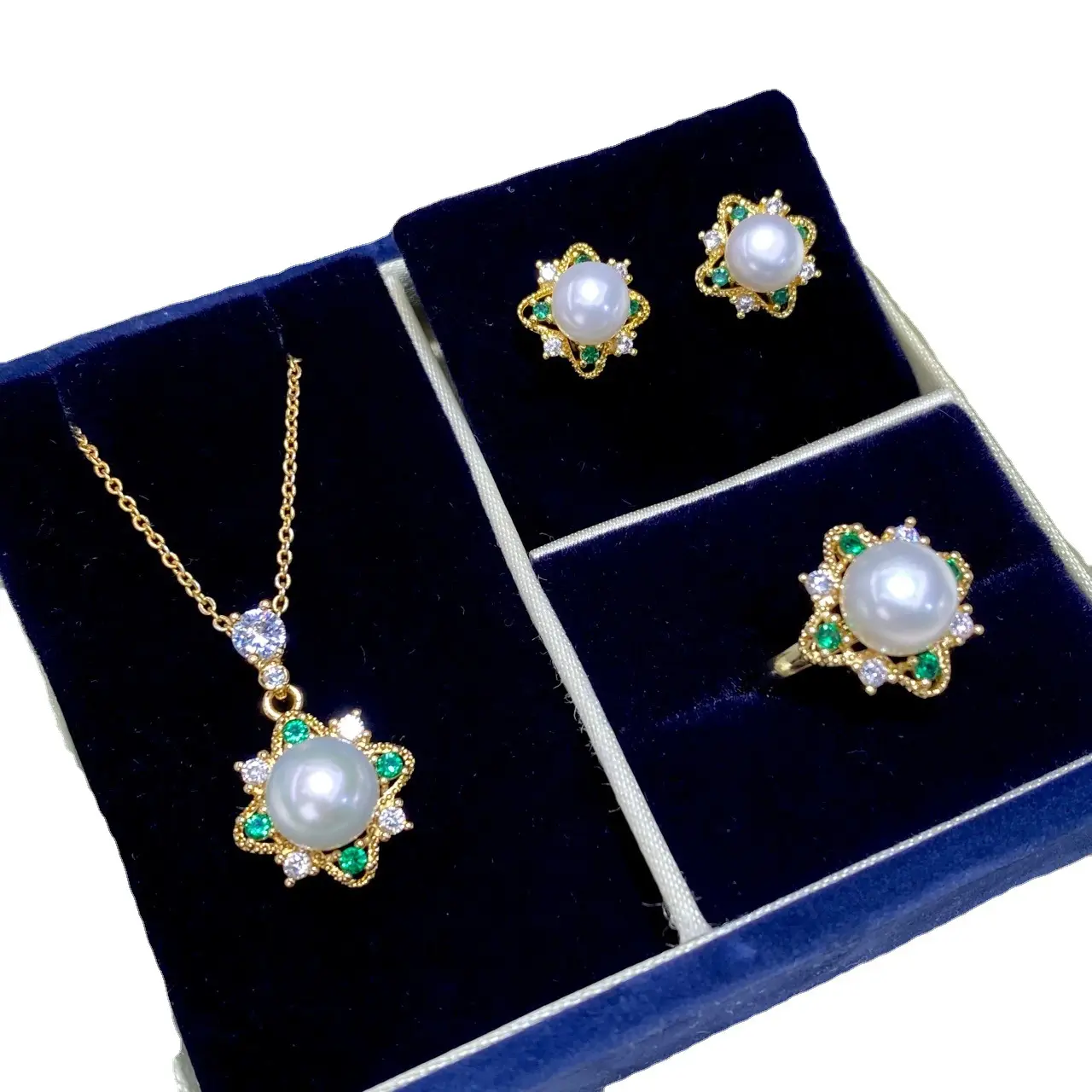 2025 Freshwater Pearl Pendant Ring Earrings Set - Image 5