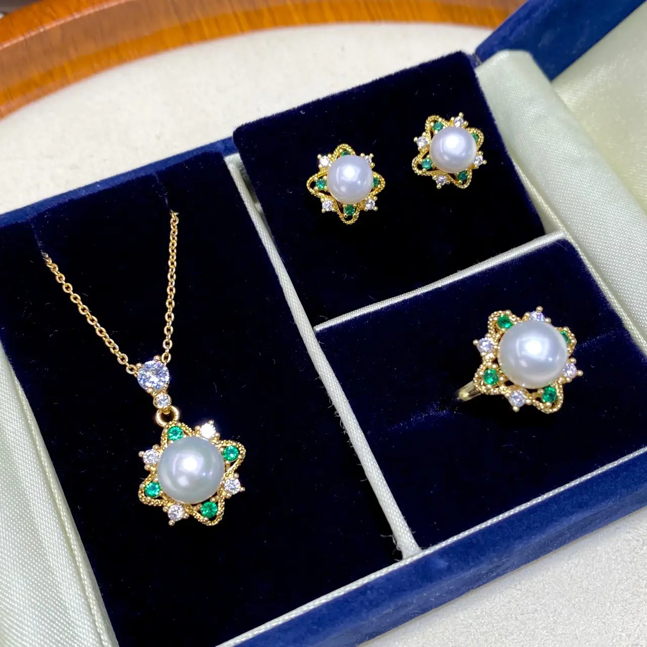 2025 Freshwater Pearl Pendant Ring Earrings Set — feature 3