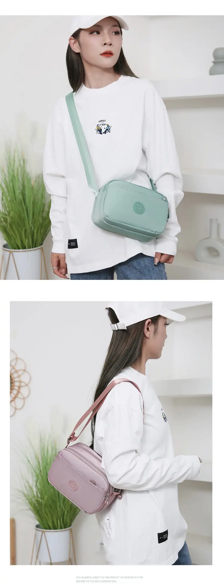 Waterproof Printed Women's Shoulder Bag Black White Yellow — feature 15