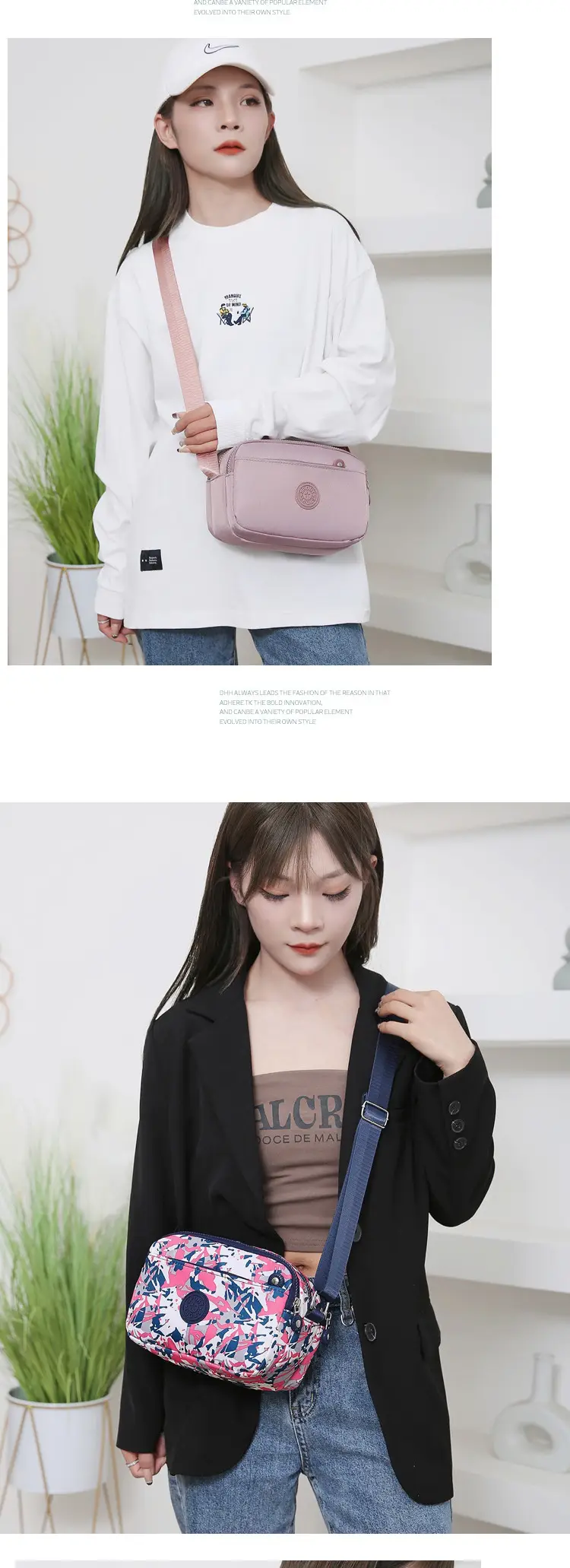 Waterproof Printed Women's Shoulder Bag Black White Yellow — feature 16