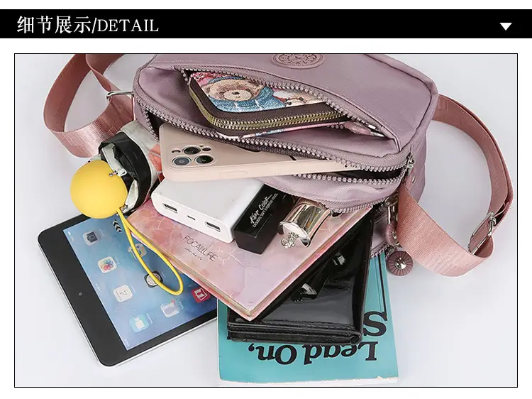 Waterproof Printed Women's Shoulder Bag Black White Yellow — feature 26