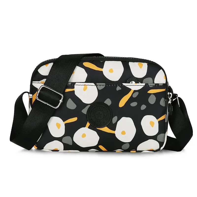 Waterproof Printed Women's Shoulder Bag Black White Yellow - Image 5