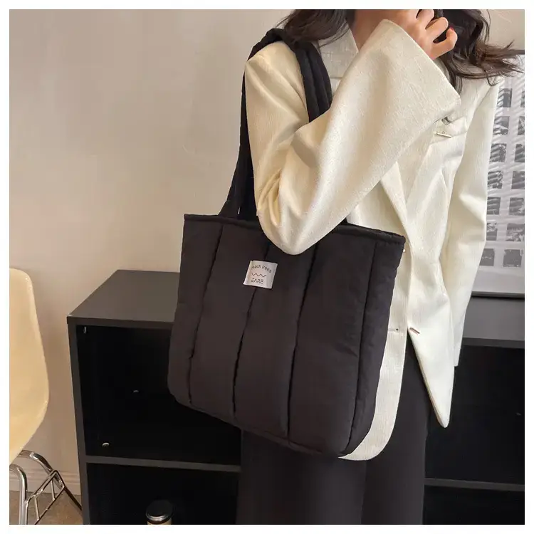Women's Orange Quilted Tote Bag for Autumn Winter Commute — feature 20