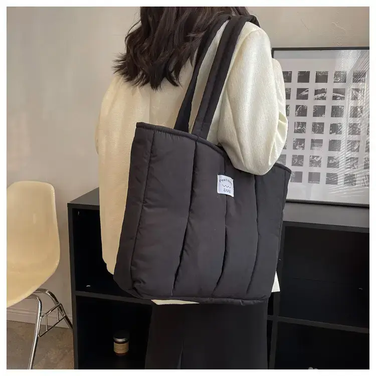 Women's Orange Quilted Tote Bag for Autumn Winter Commute — feature 21