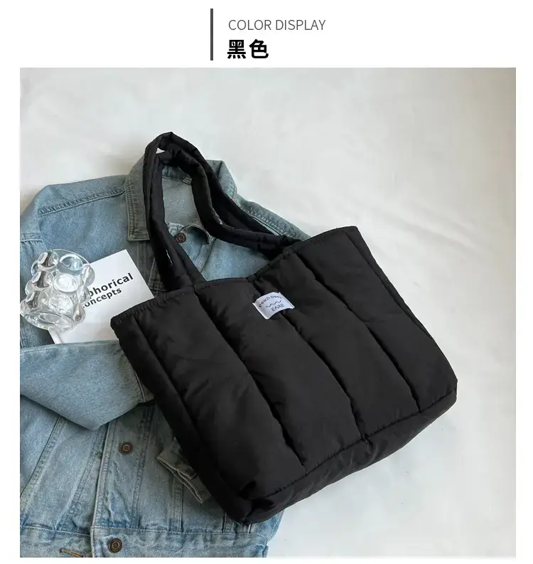 Women's Orange Quilted Tote Bag for Autumn Winter Commute — feature 28