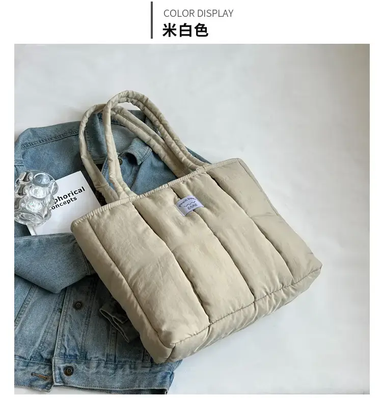 Women's Orange Quilted Tote Bag for Autumn Winter Commute — feature 30