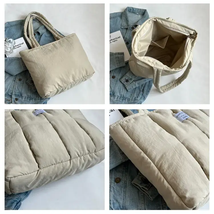 Women's Orange Quilted Tote Bag for Autumn Winter Commute — feature 9