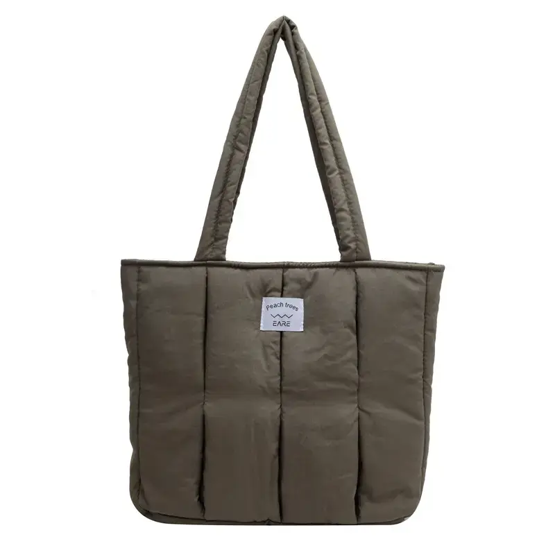 Women's Orange Quilted Tote Bag for Autumn Winter Commute - Image 3