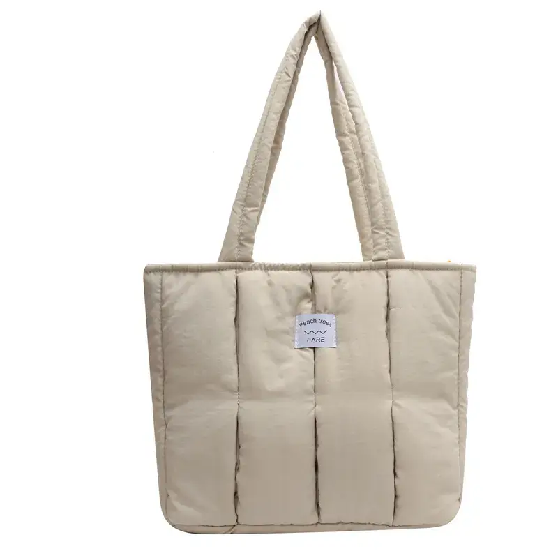 Women's Orange Quilted Tote Bag for Autumn Winter Commute - Image 4