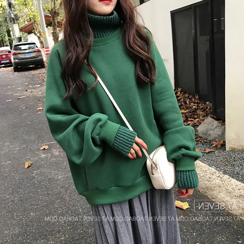 Fleece Turtleneck Sweater Women Autumn Winter Loose Fit - Image 7