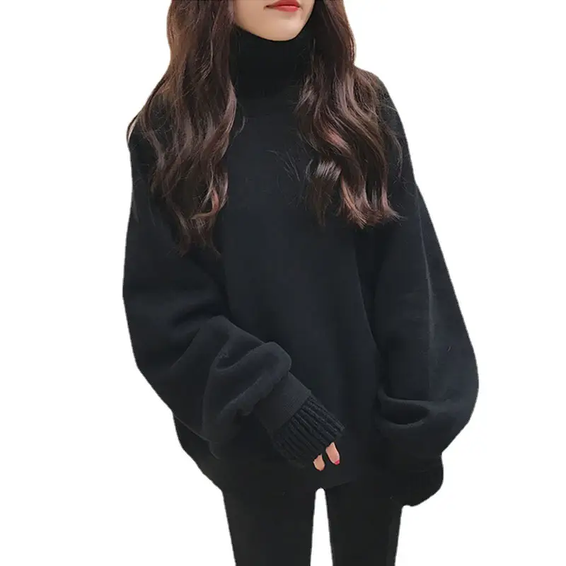 Fleece Turtleneck Sweater Women Autumn Winter Loose Fit - Image 8
