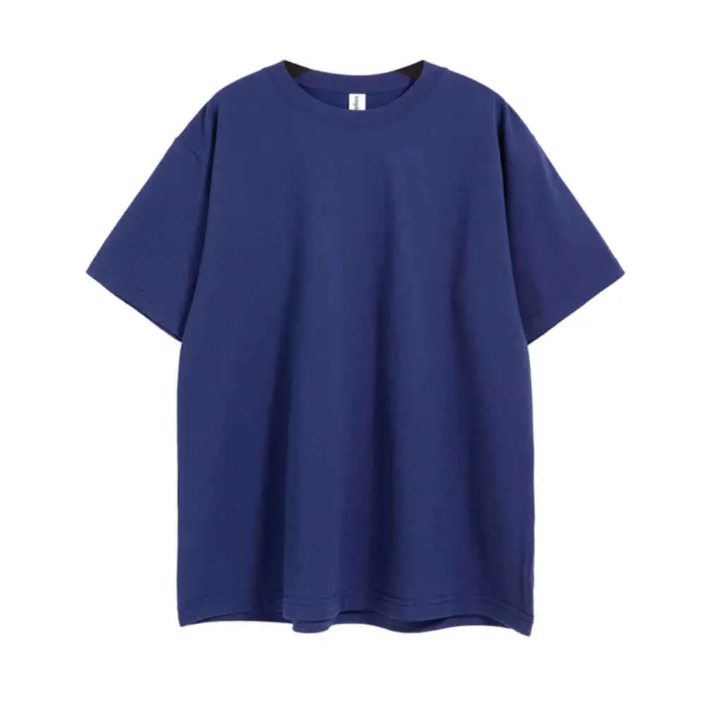 Off-Shoulder Loose T-Shirt Men Navy Blue - Image 15