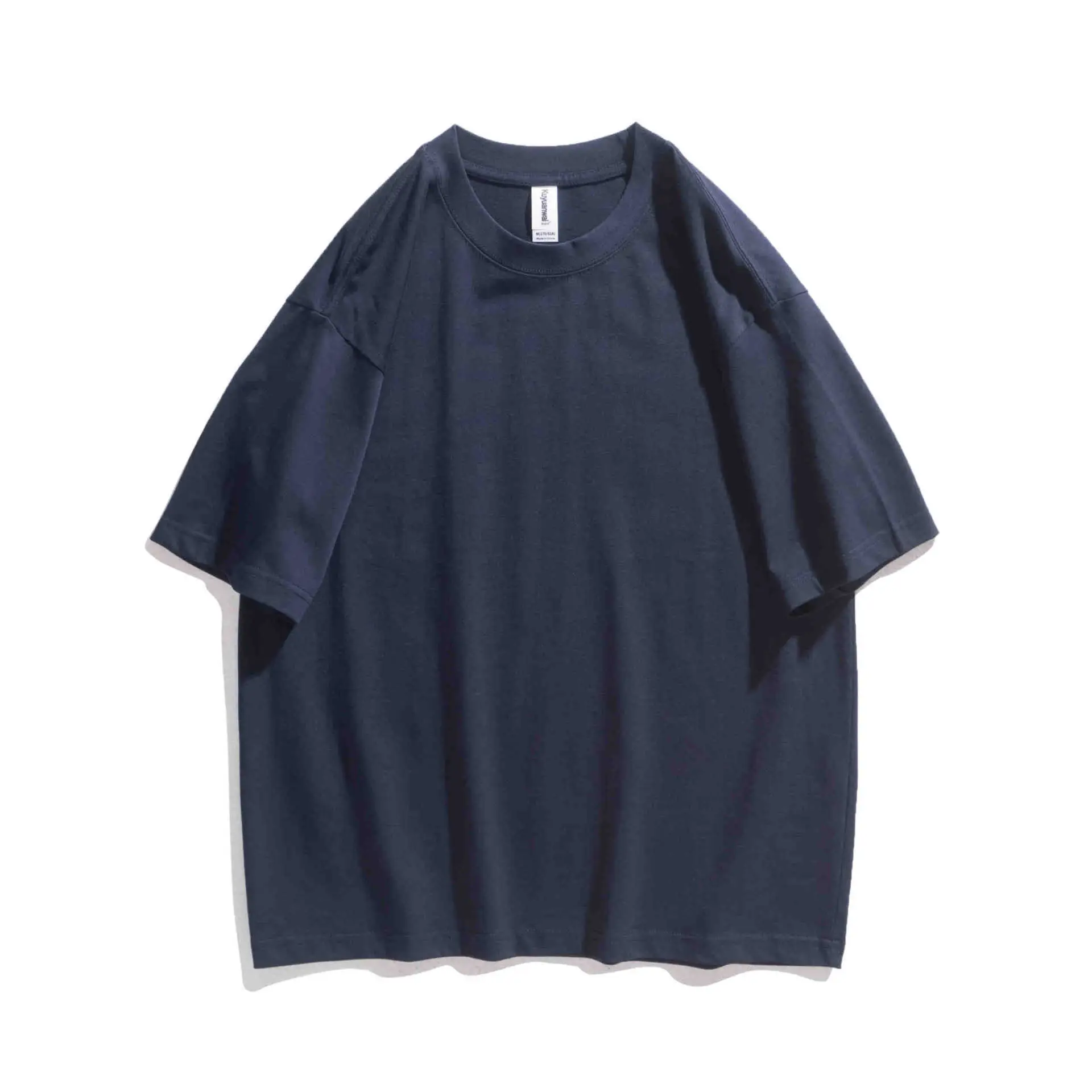 Off-Shoulder Loose T-Shirt Men Navy Blue - Image 3