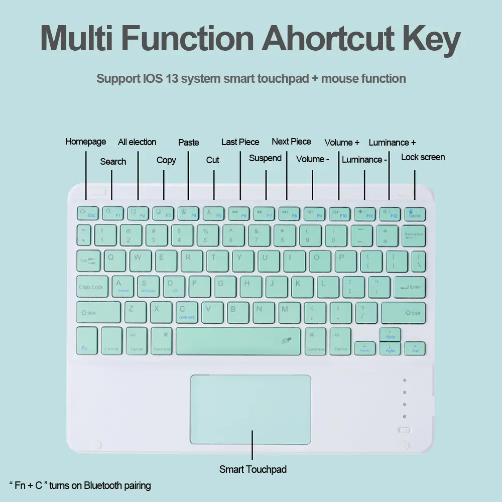 Wireless Bluetooth Keyboard Set for Android Apple, Beige, Backlit, Universal - Image 35