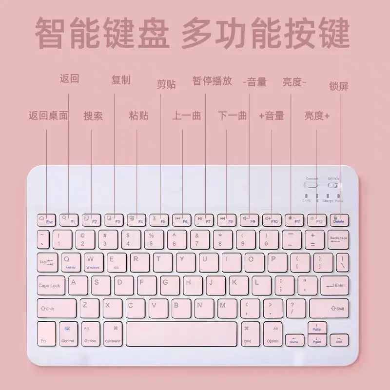 Wireless Bluetooth Keyboard Set for Android Apple, Beige, Backlit, Universal - Image 36