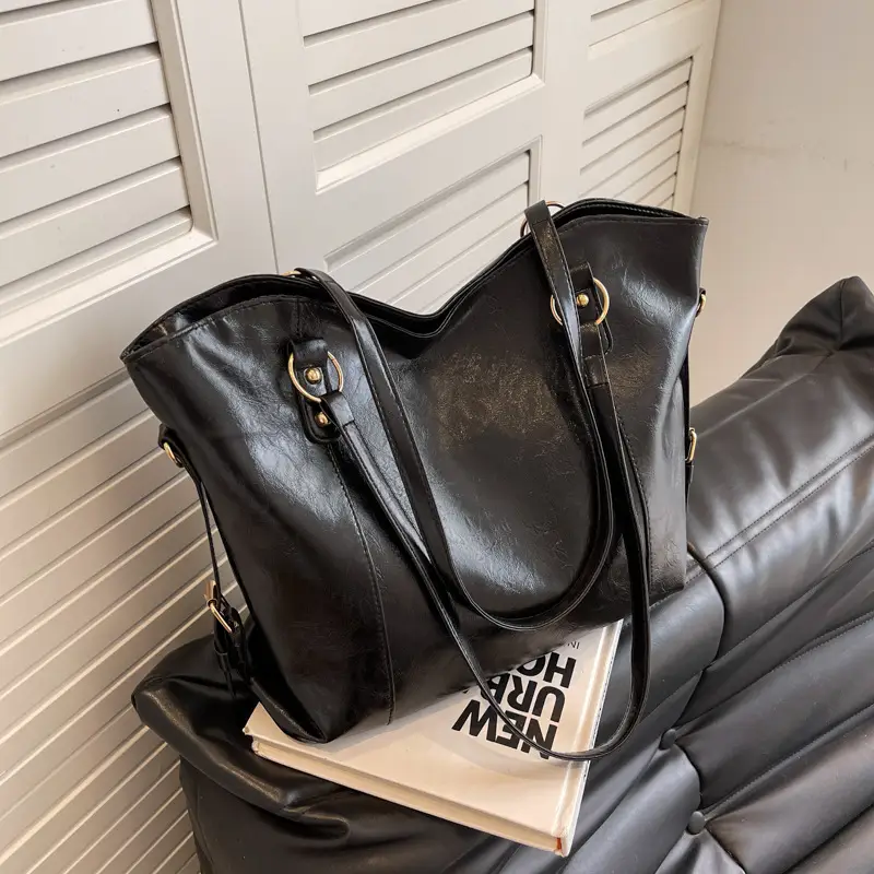 Brown Leather Tote Bag for Women 2022 New Size - Image 6