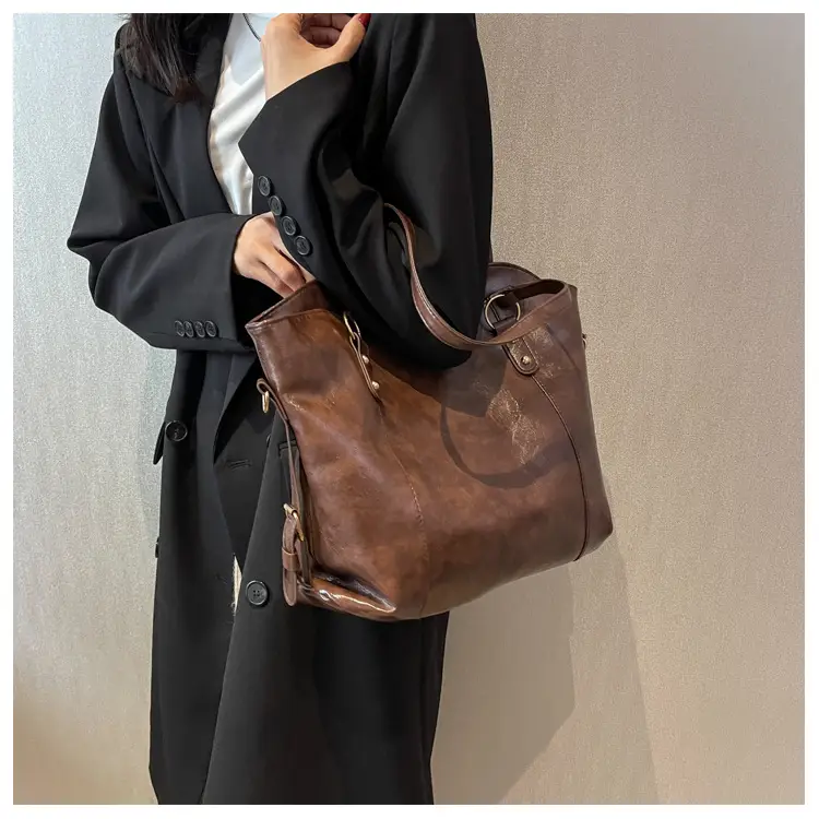 Brown Leather Tote Bag for Women 2022 New Size — feature 17
