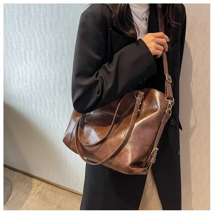 Brown Leather Tote Bag for Women 2022 New Size — feature 19