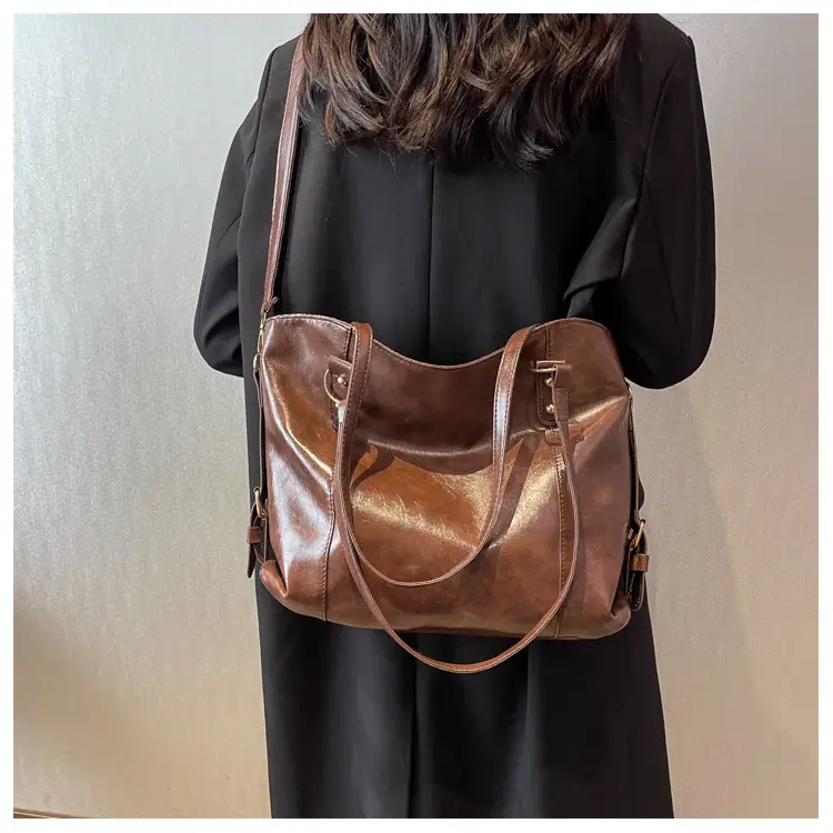 Brown Leather Tote Bag for Women 2022 New Size — feature 20