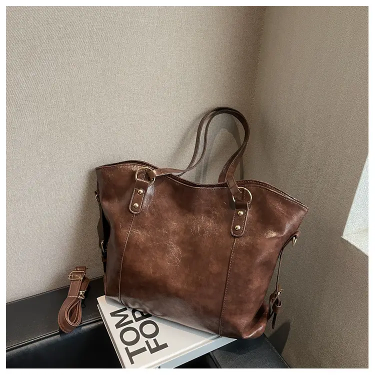 Brown Leather Tote Bag for Women 2022 New Size — feature 28