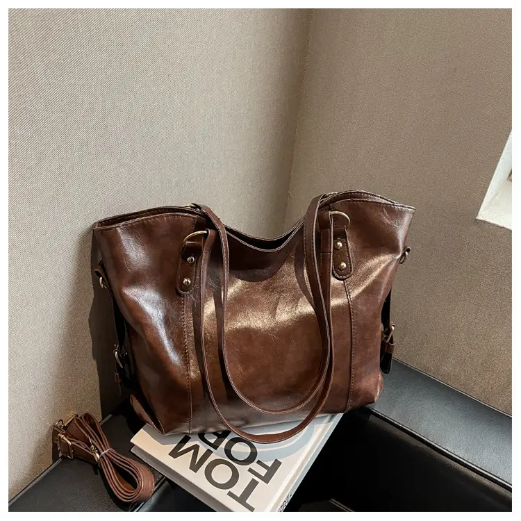 Brown Leather Tote Bag for Women 2022 New Size — feature 29