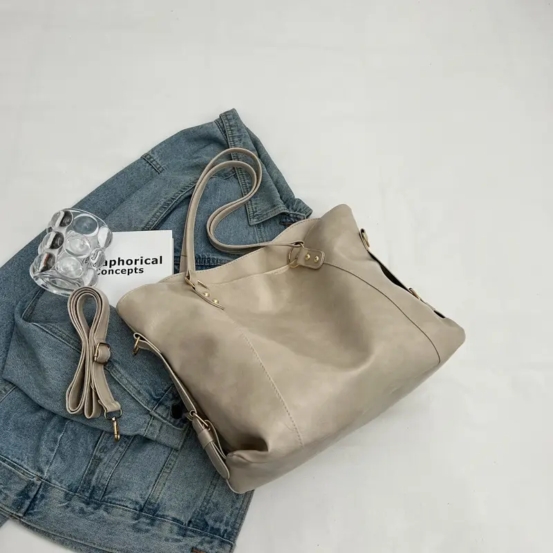 Brown Leather Tote Bag for Women 2022 New Size - Image 3