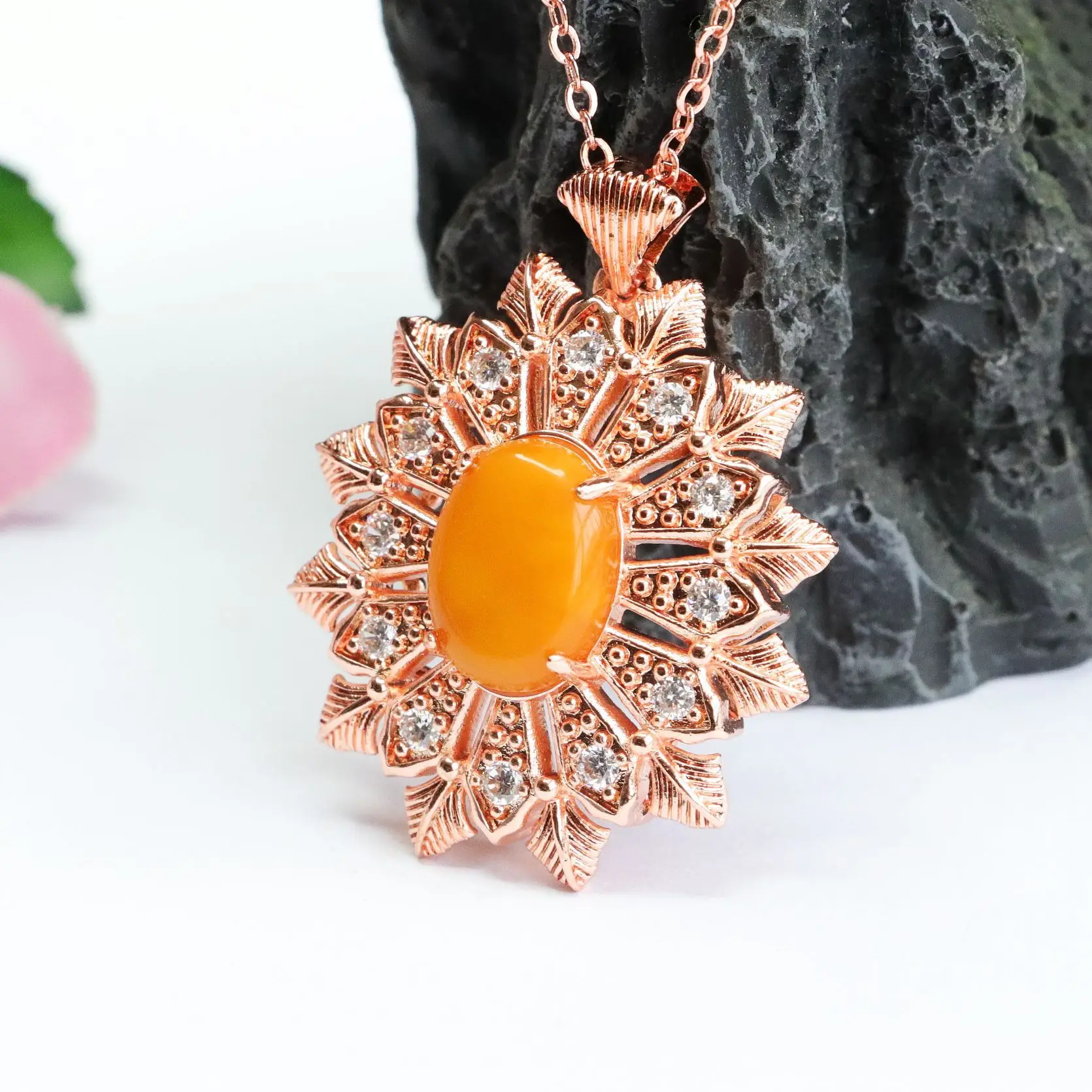 Natural Amber Pendant Necklace for Women - Image 3