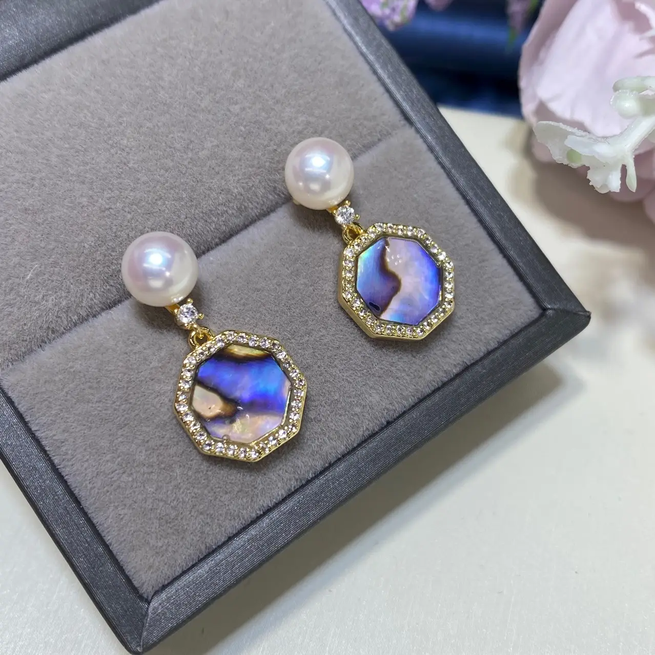 18K Gold Pearl Earrings for Women