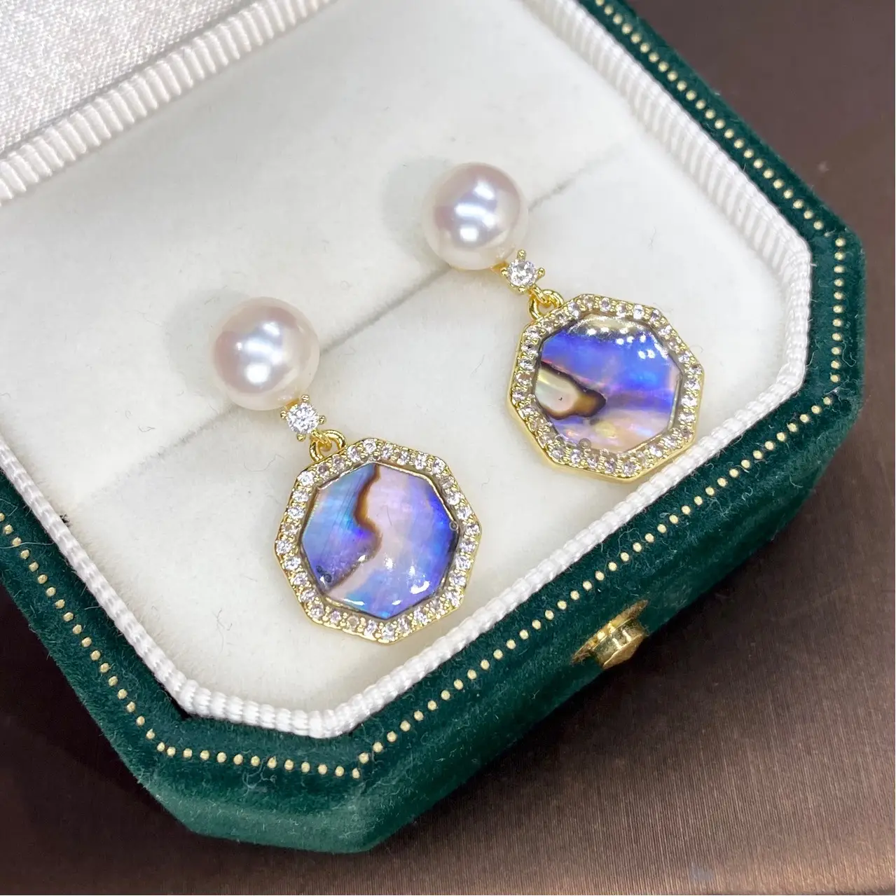 18K Gold Pearl Earrings for Women