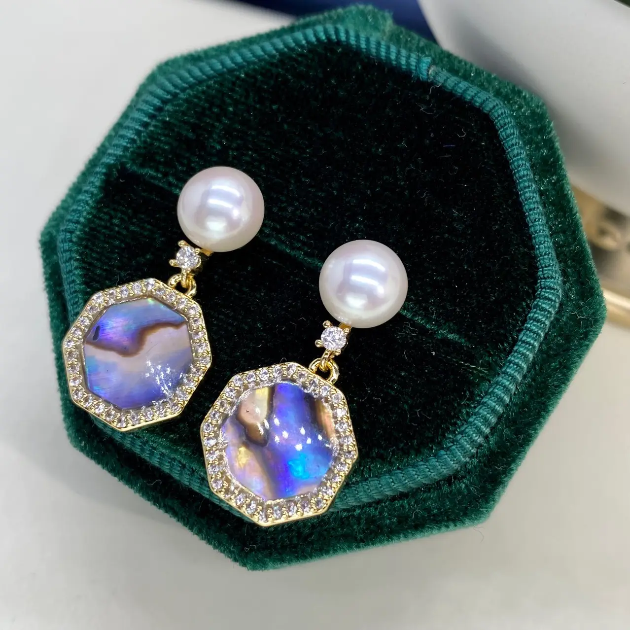 18K Gold Pearl Earrings for Women
