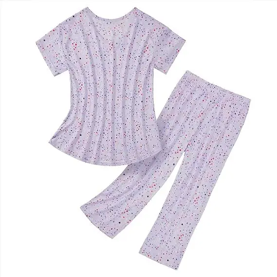 Blue Floral Knitted Pajama Set for Women Plus Size — feature 10