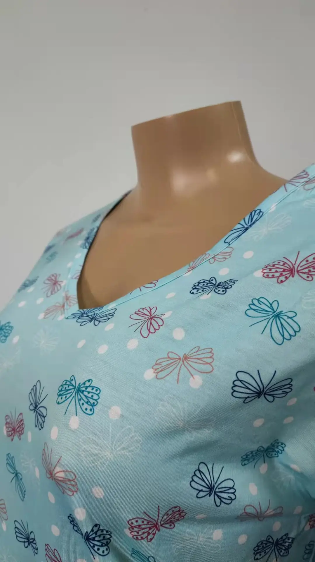 Blue Floral Knitted Pajama Set for Women Plus Size — feature 13