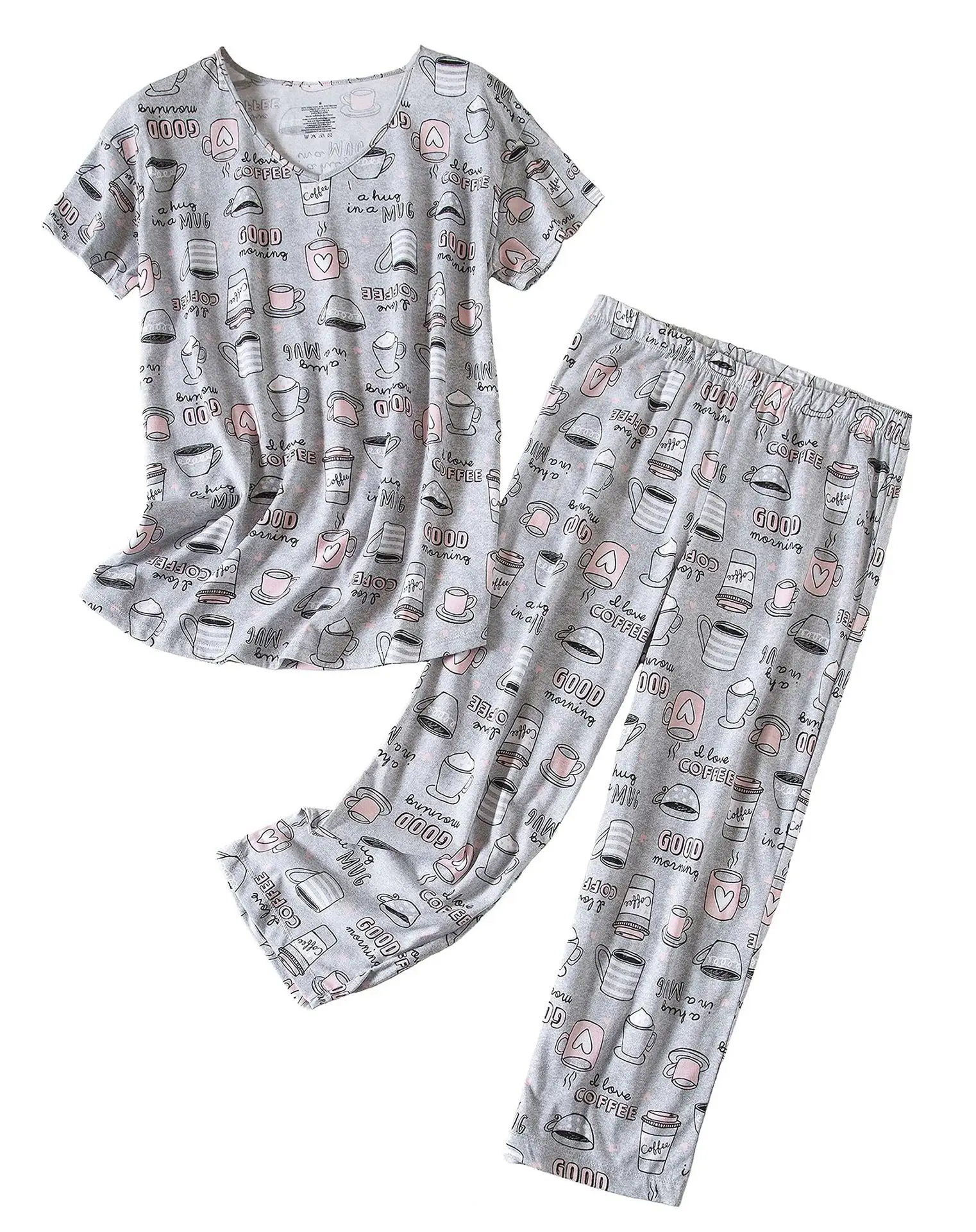 Blue Floral Knitted Pajama Set for Women Plus Size - Image 3