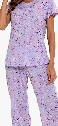 Blue Floral Knitted Pajama Set for Women Plus Size - Image 6