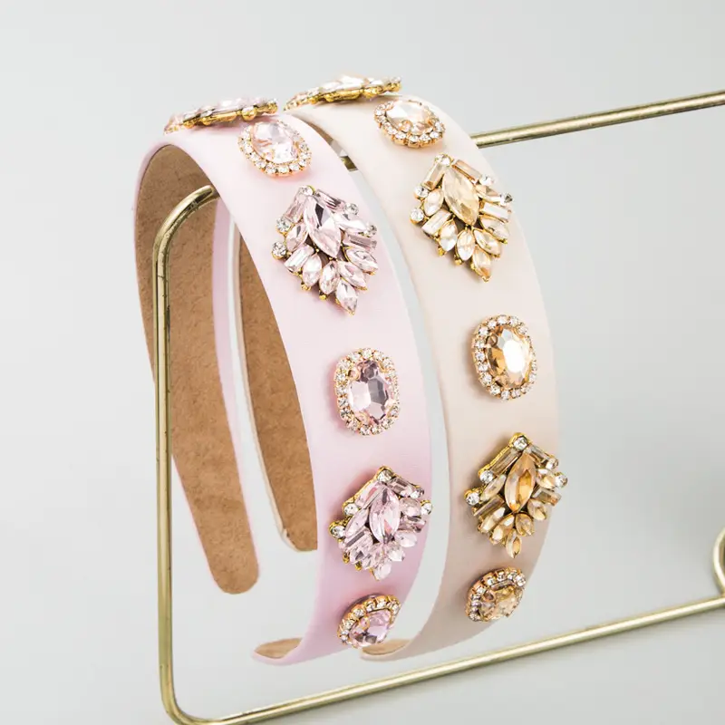 Pink Crystal Headband with Gold Plated Design - Image 6