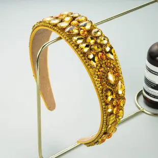 Pink Crystal Headband with Gold Plated Design — feature 10
