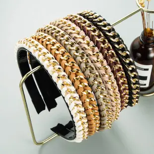 Pink Crystal Headband with Gold Plated Design — feature 3