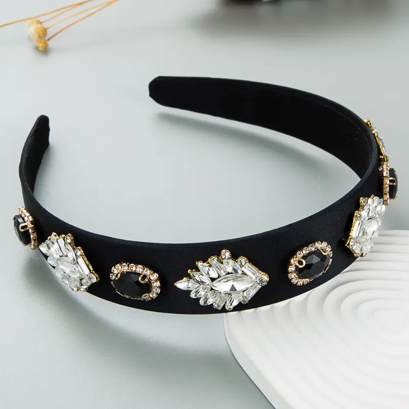 Pink Crystal Headband with Gold Plated Design - Image 2